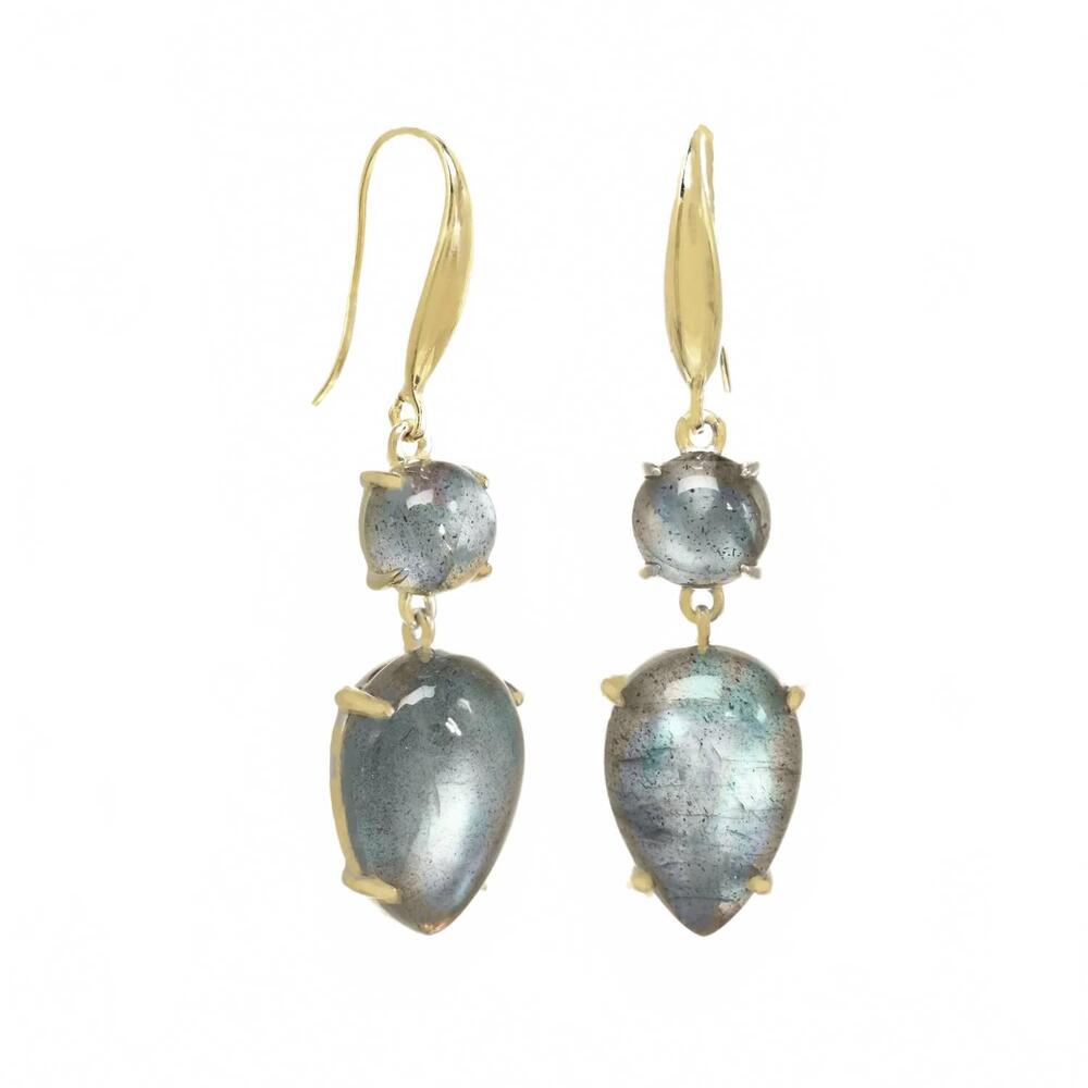 NEW RACHEL REINHARDT women's labradorite bezel drop earrings in blue